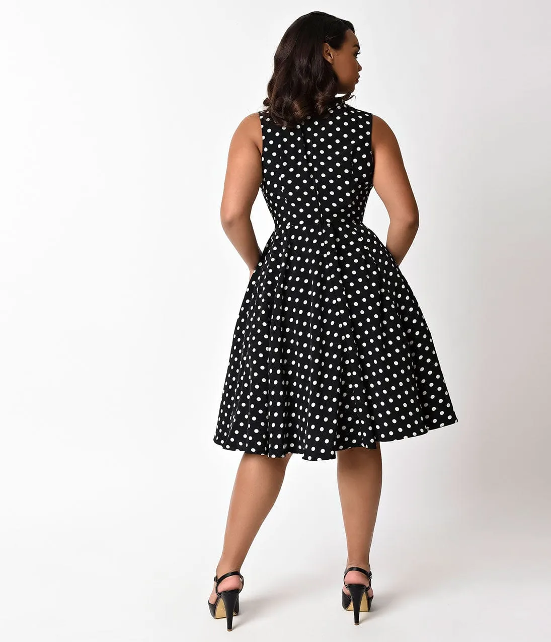 Unique Vintage Plus Size 1940s Black & Ivory Dotted Olson Swing Dress sold by Unique Vintage product image thumbnail 3