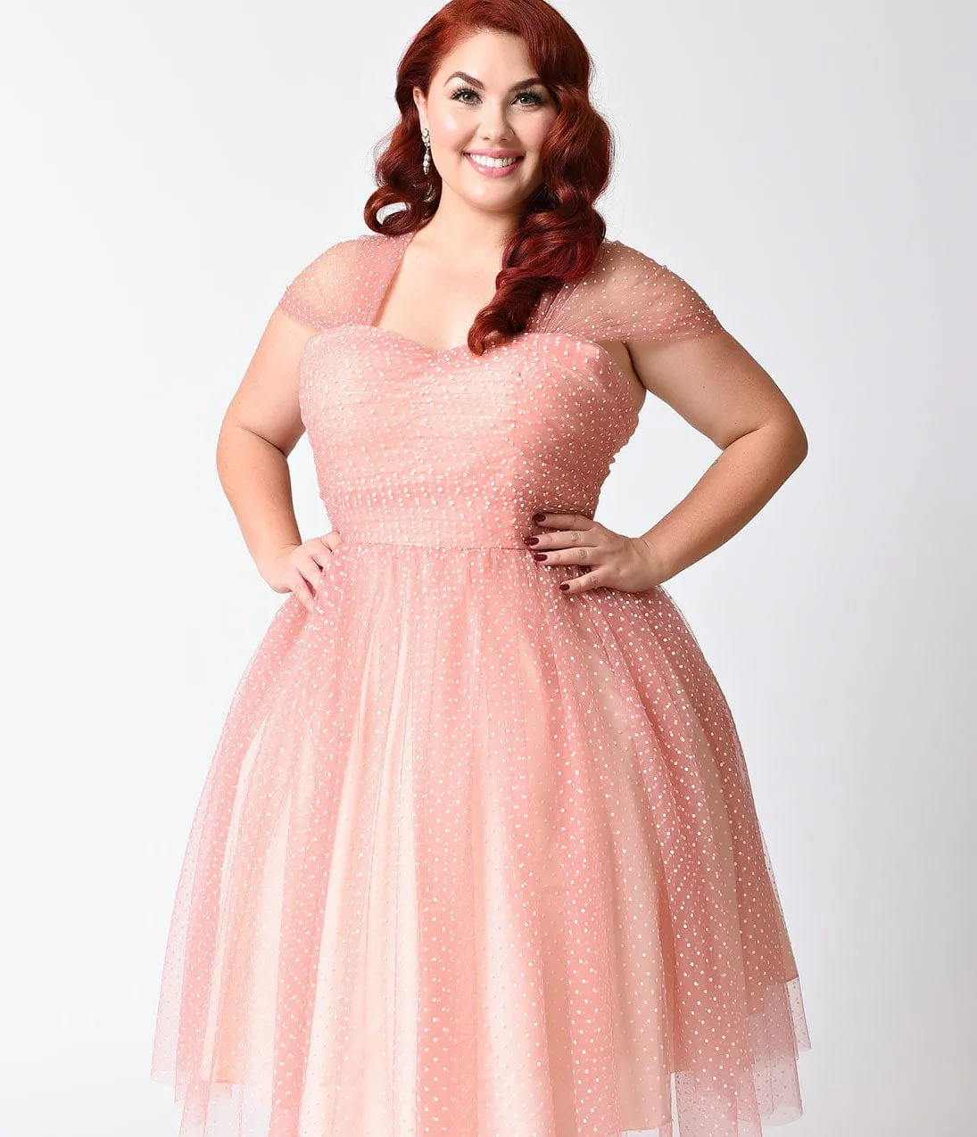 Unique Vintage Plus Size Rose Pink & White Swiss Dot Garden State Dress sold by Unique Vintage product image thumbnail 5