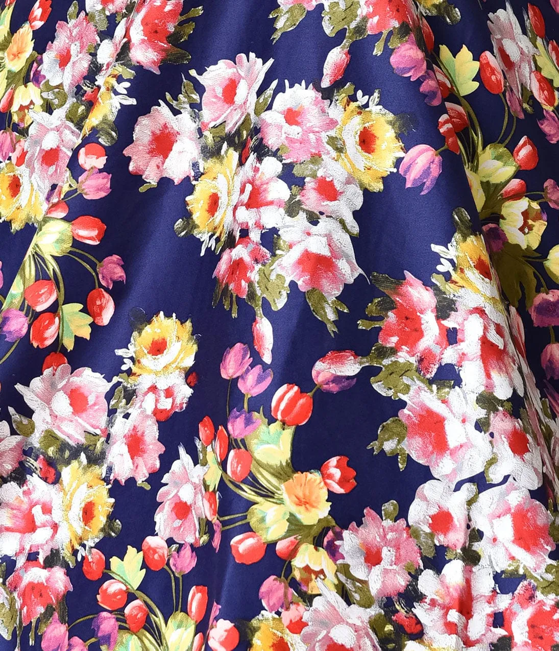 Unique Vintage Plus Size Navy Blue & Floral Sleeved Bouvier Swing Dress sold by Unique Vintage product image thumbnail 5