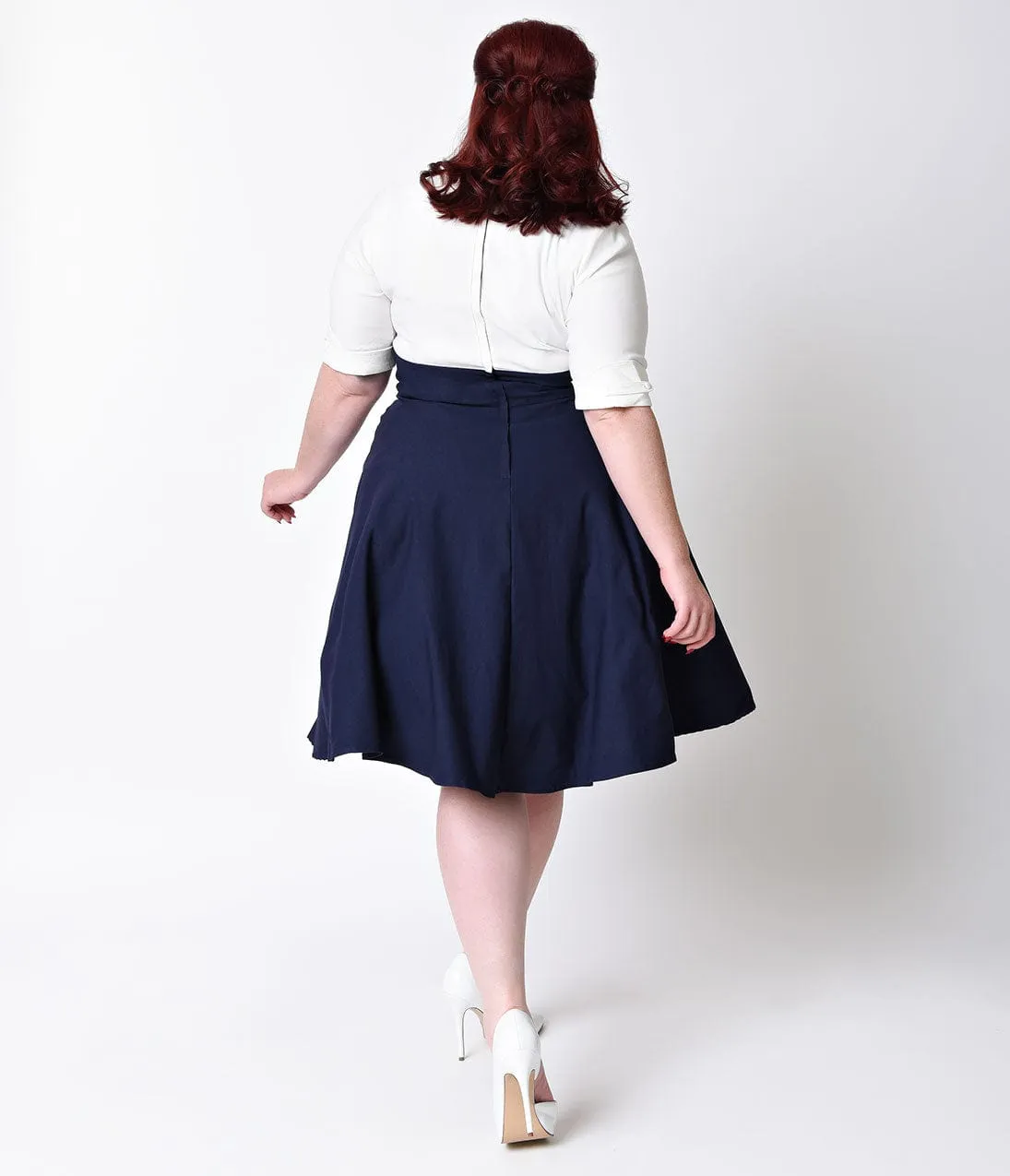 Unique Vintage Plus Size 1950s Style Navy & White Delores Swing Dress sold by Unique Vintage product image thumbnail 2