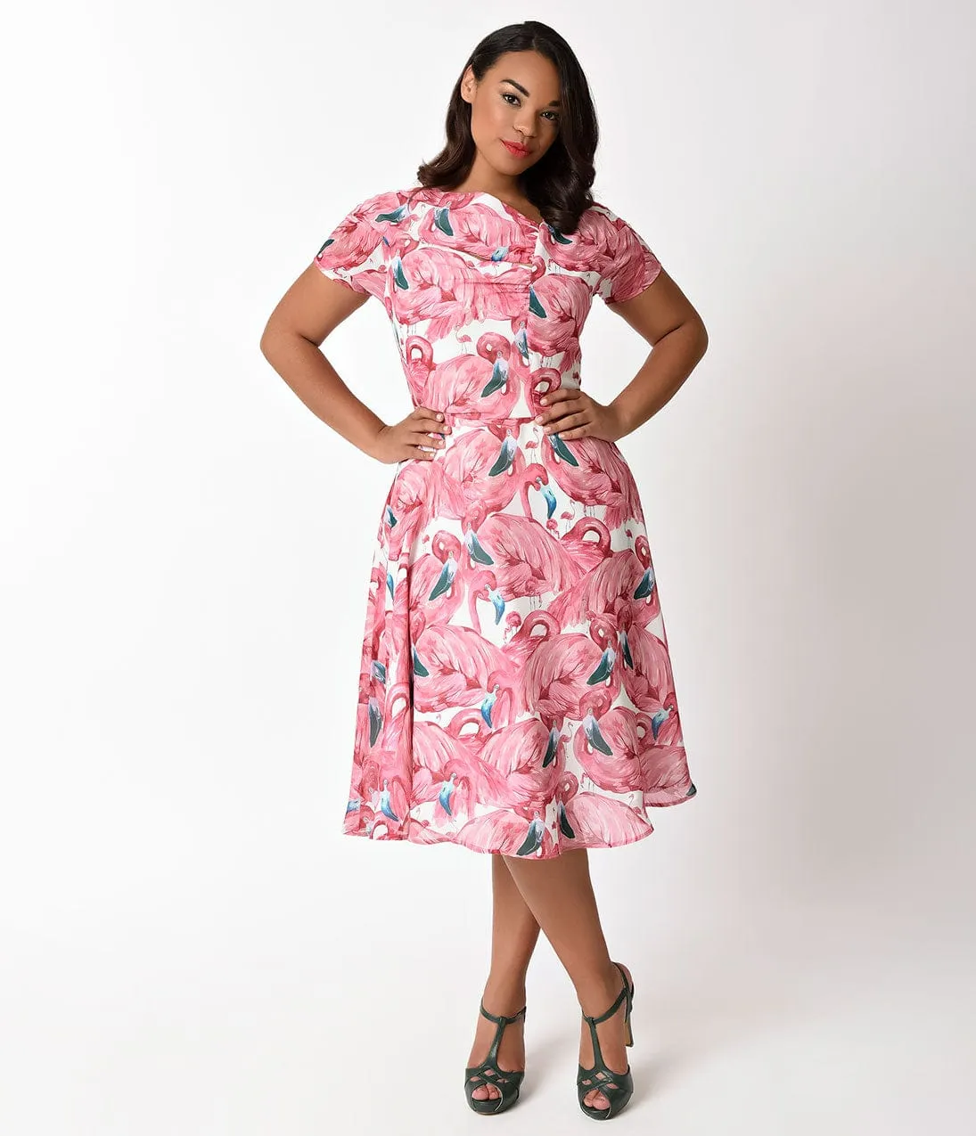 Unique Vintage Plus Size Pink Flamingo Amelia Swing Dress sold by Unique Vintage product image thumbnail 5