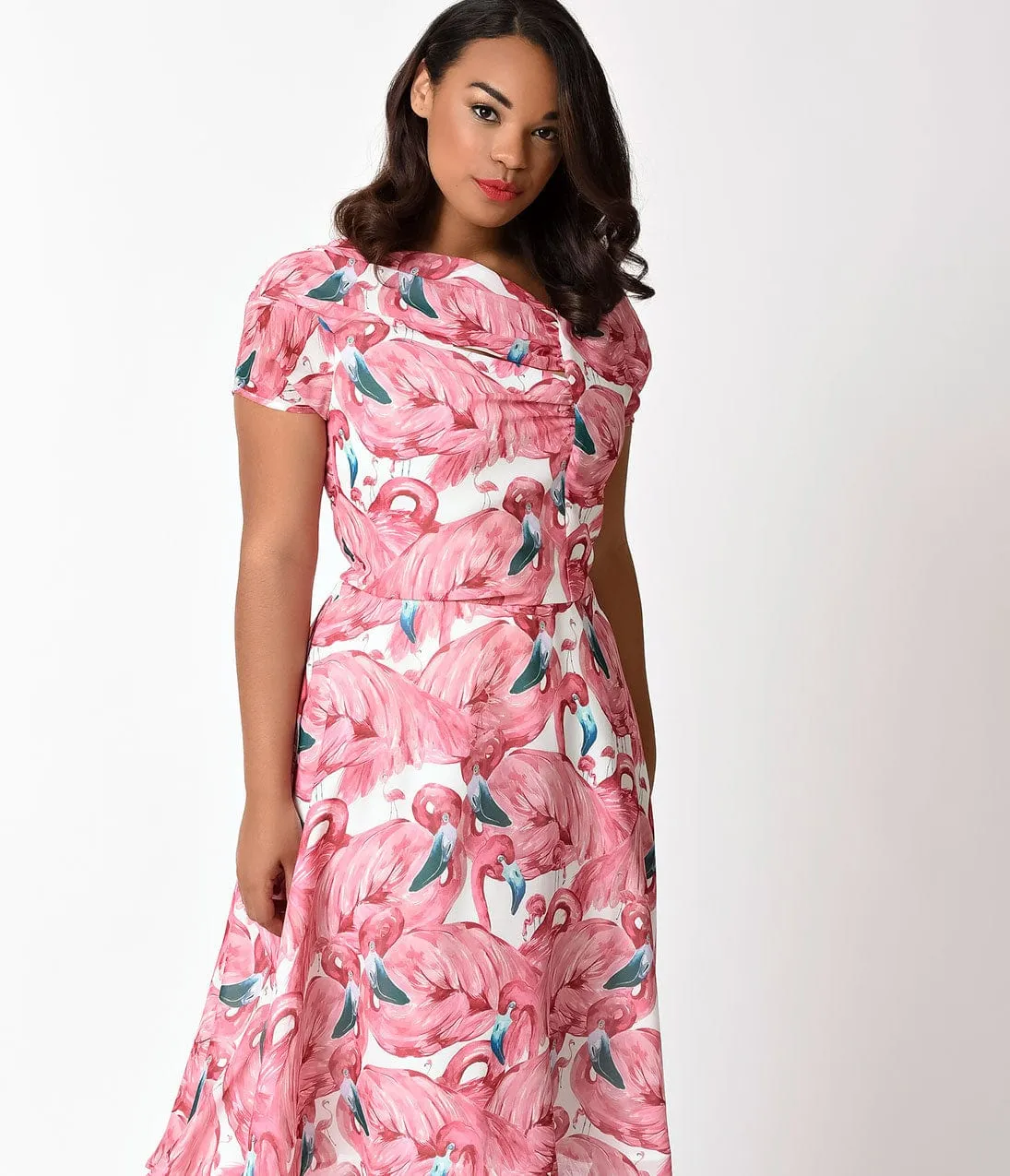 Unique Vintage Plus Size Pink Flamingo Amelia Swing Dress sold by Unique Vintage product image thumbnail 4