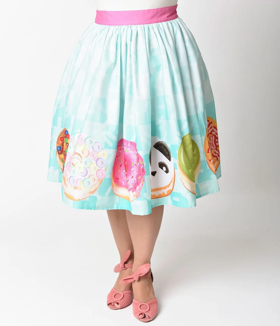 Unique Vintage Plus Size 1950s California Donuts High Waist Swing Skirt sold by Unique Vintage product image thumbnail 5