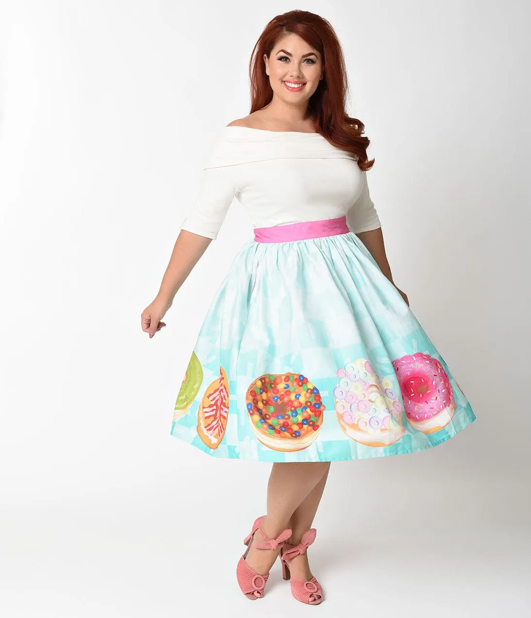 Unique Vintage Plus Size 1950s California Donuts High Waist Swing Skirt sold by Unique Vintage product image thumbnail 2