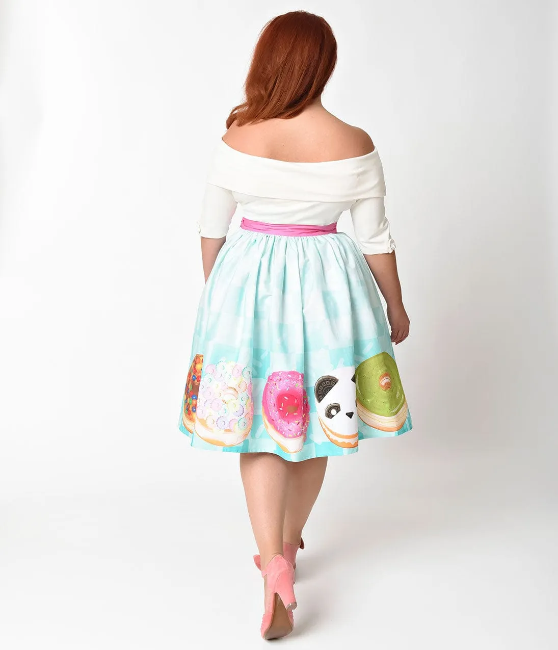 Unique Vintage Plus Size 1950s California Donuts High Waist Swing Skirt sold by Unique Vintage product image thumbnail 3