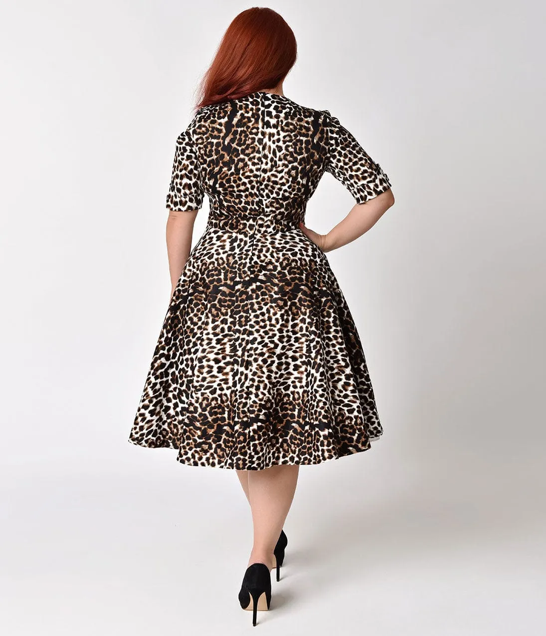 Unique Vintage Plus Size 1950s Leopard Print Delores Swing Dress with Sleeves sold by Unique Vintage product image thumbnail 5