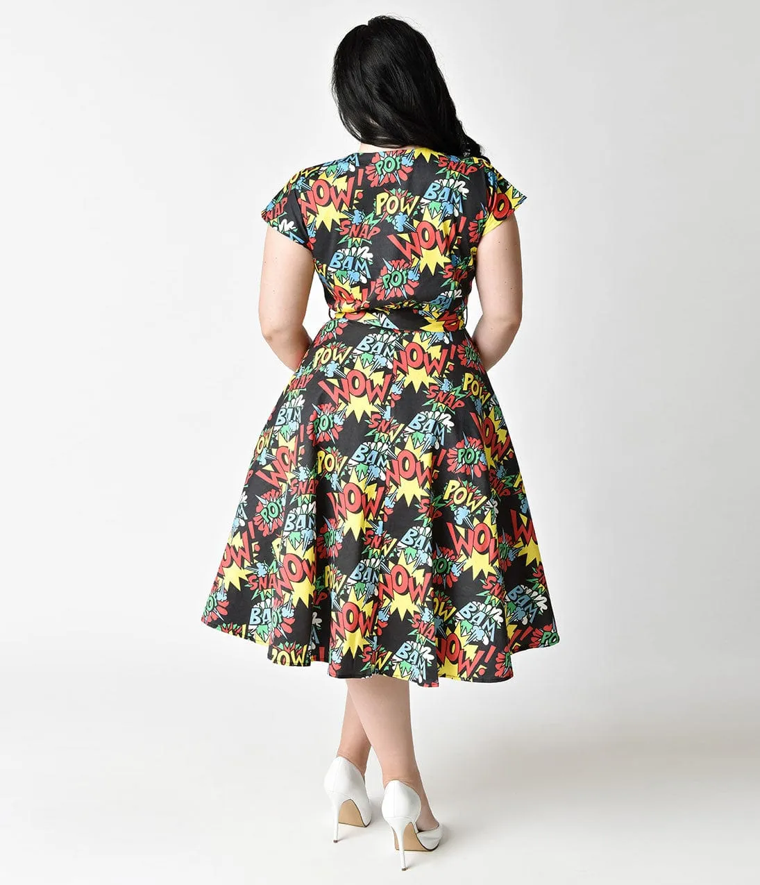 Unique Vintage Plus Size 1950s Style Comic Book Action Print Cap Sleeve Hedda Swing Dress sold by Unique Vintage product image thumbnail 5