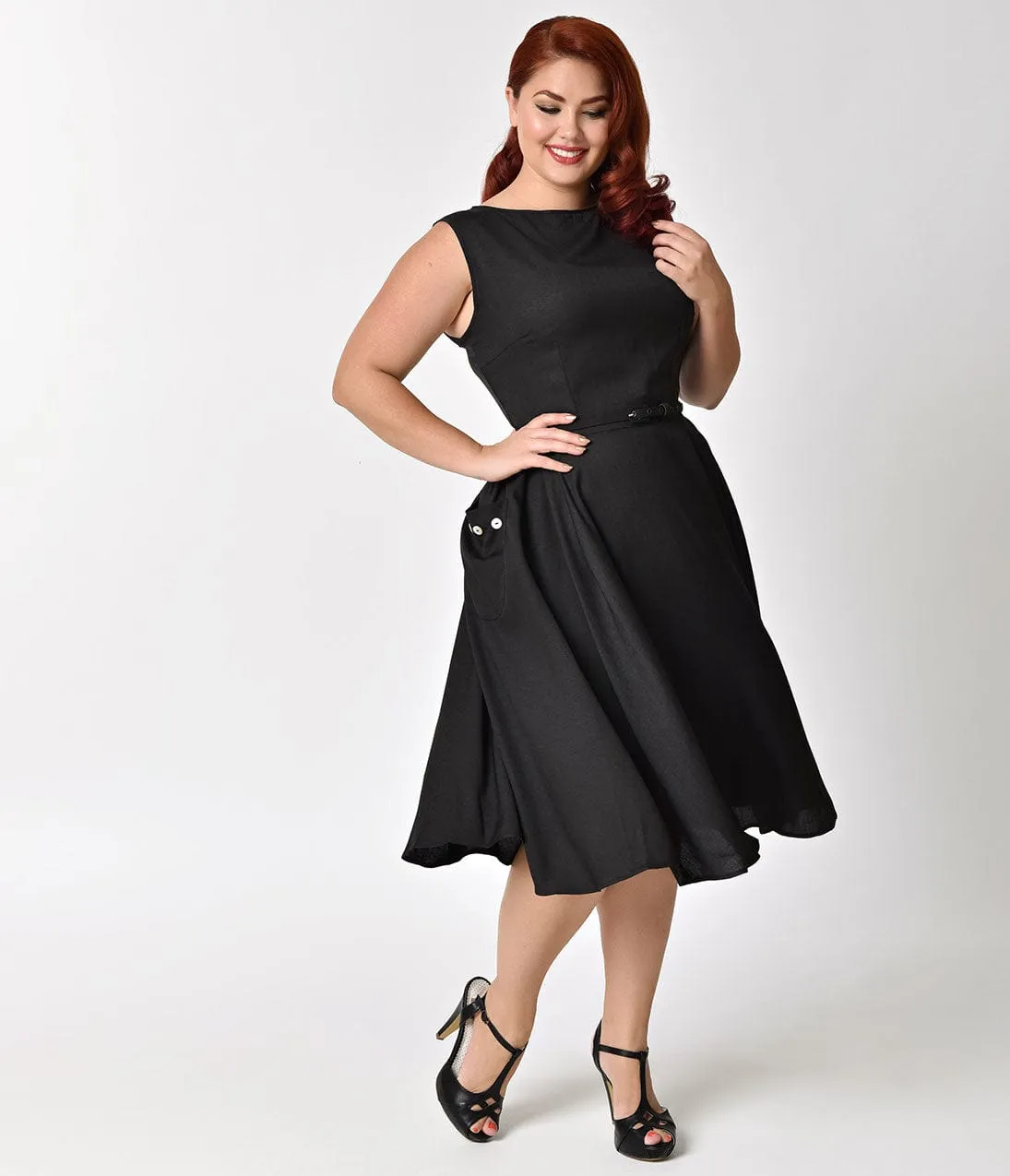 Unique Vintage Plus Size 1950s Black Sleeveless Eden Swing Dress sold by Unique Vintage product image thumbnail 4