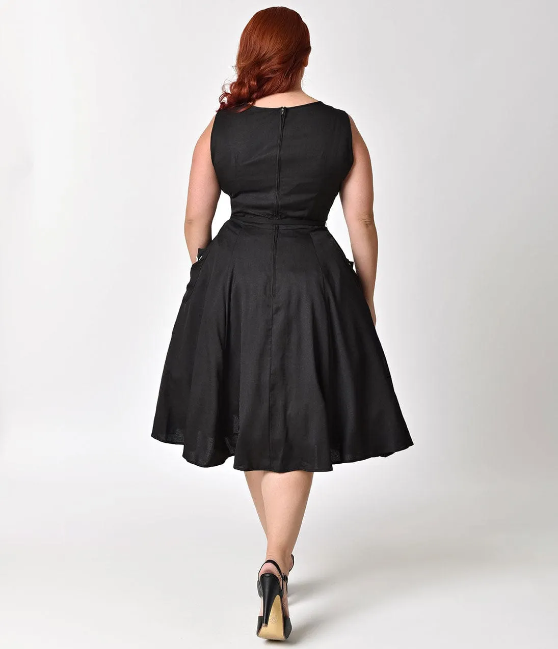 Unique Vintage Plus Size 1950s Black Sleeveless Eden Swing Dress sold by Unique Vintage product image thumbnail 5