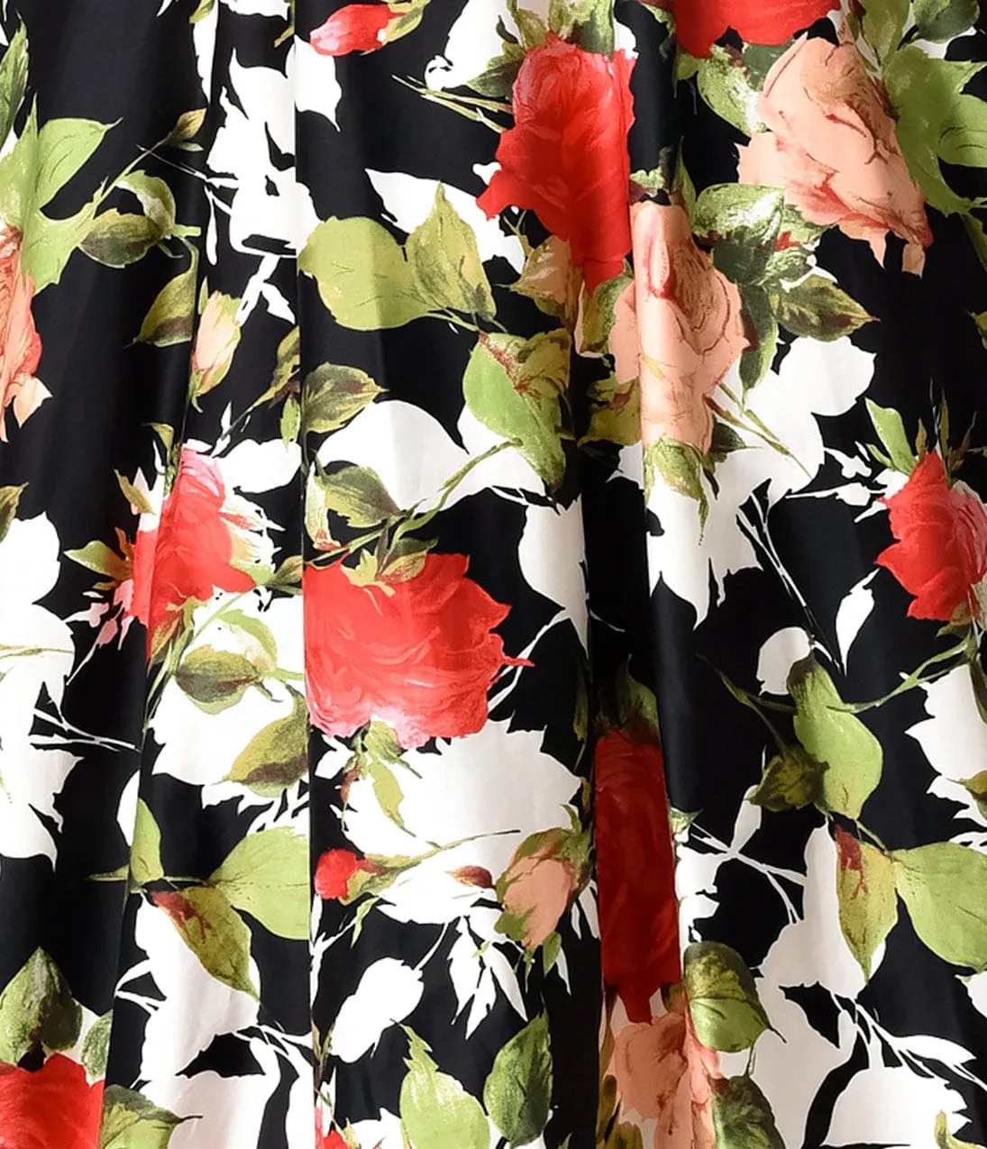 Unique Vintage Plus Size 1950s Style Black & Rose Bouquet Blanc Noir Swing Dress sold by Unique Vintage product image thumbnail 5