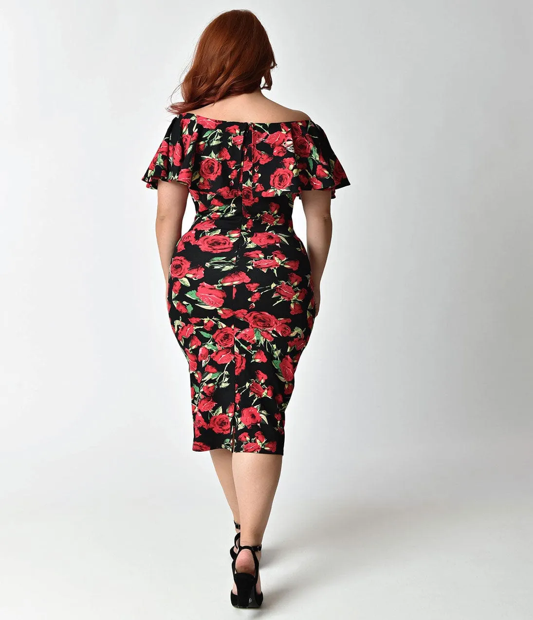 Unique Vintage Plus Size Black & Red Knit Draped Sophia Wiggle Dress sold by Unique Vintage product image thumbnail 5