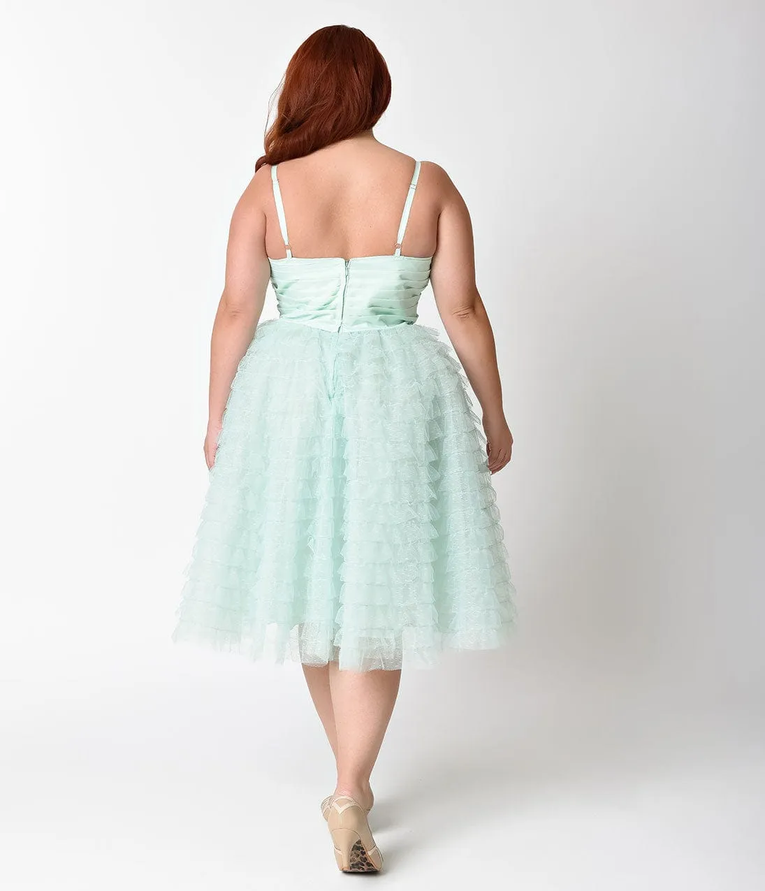 Unique Vintage Plus Size 1950s Mint Tulle Sweetheart Cupcake Swing Dress sold by Unique Vintage product image thumbnail 2