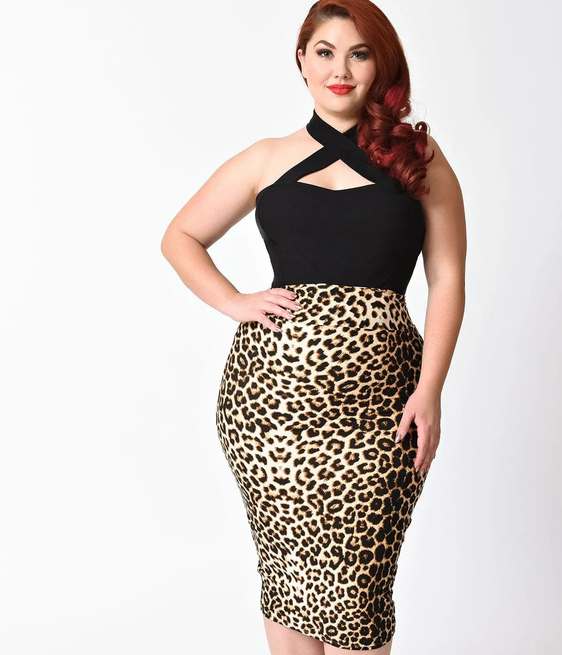Unique Vintage Plus Size 1950s Leopard Print Katharine Wiggle Skirt sold by Unique Vintage product image thumbnail 5