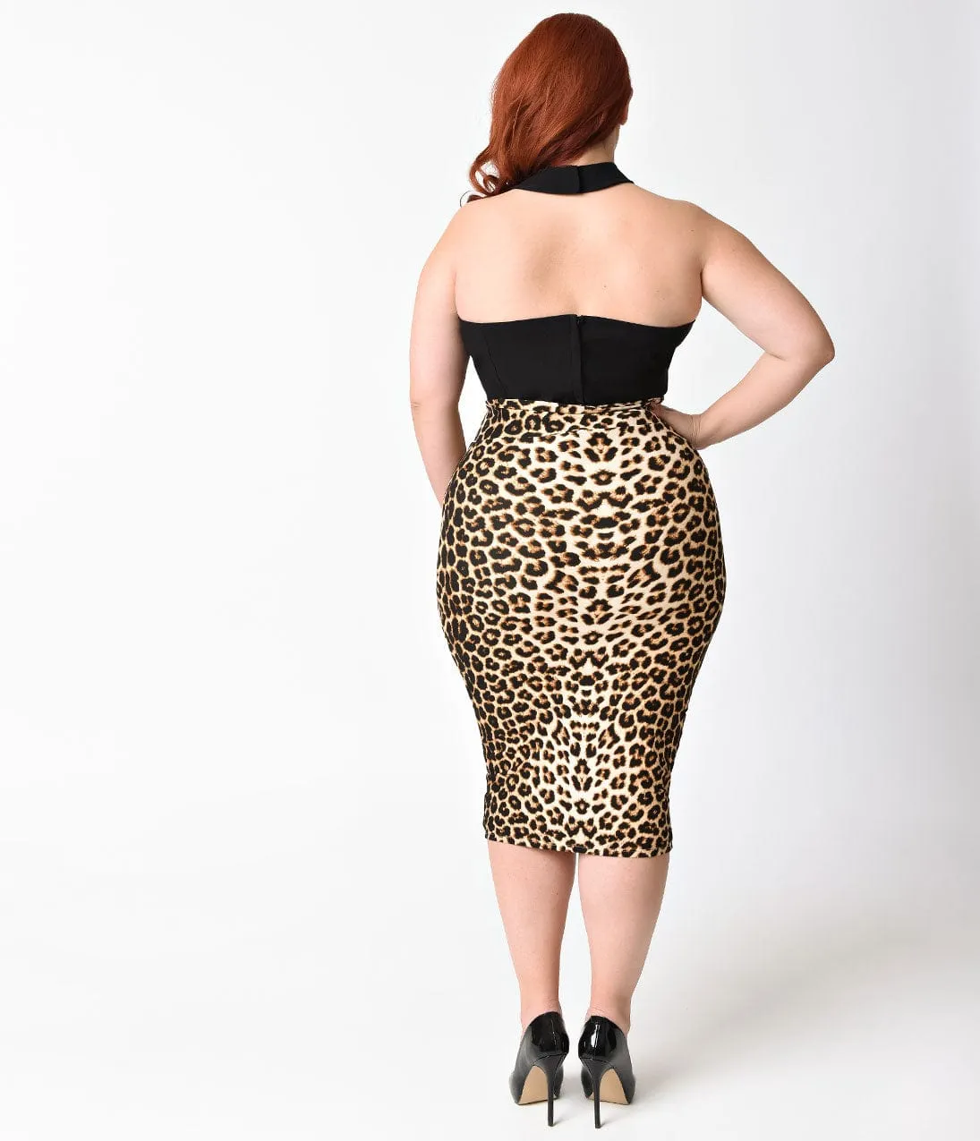Unique Vintage Plus Size 1950s Leopard Print Katharine Wiggle Skirt sold by Unique Vintage product image thumbnail 3