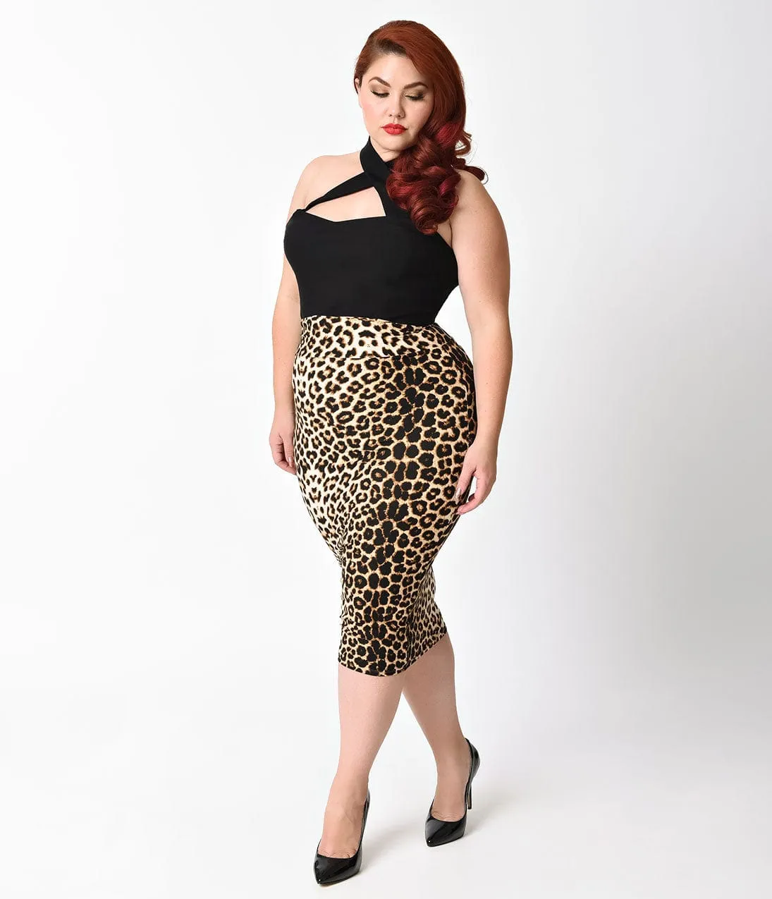 Unique Vintage Plus Size 1950s Leopard Print Katharine Wiggle Skirt sold by Unique Vintage product image thumbnail 4
