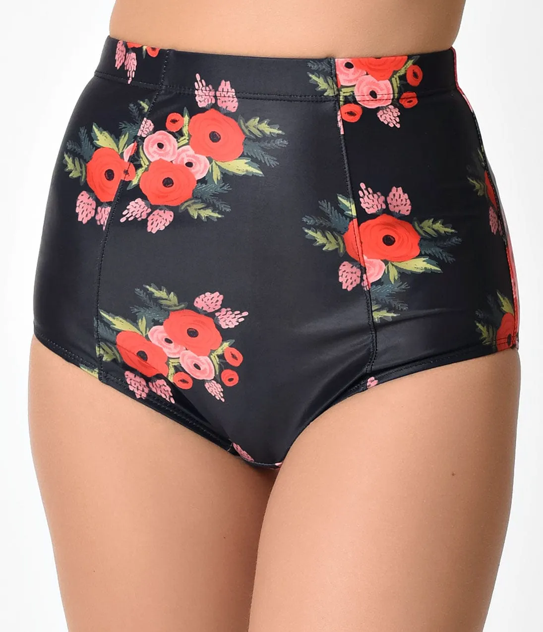 Kingdom & State Black & Red Poppy High Waist Bombshell Swim Bottom sold by Unique Vintage product image thumbnail 2