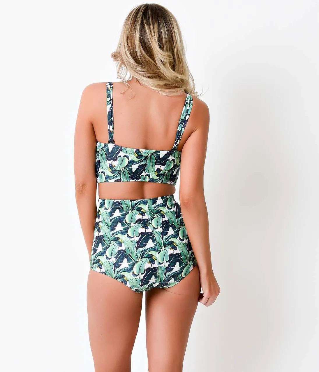 Kingdom & State Retro Green Palms Bombshell Balconette Swim Top sold by Unique Vintage product image thumbnail 2