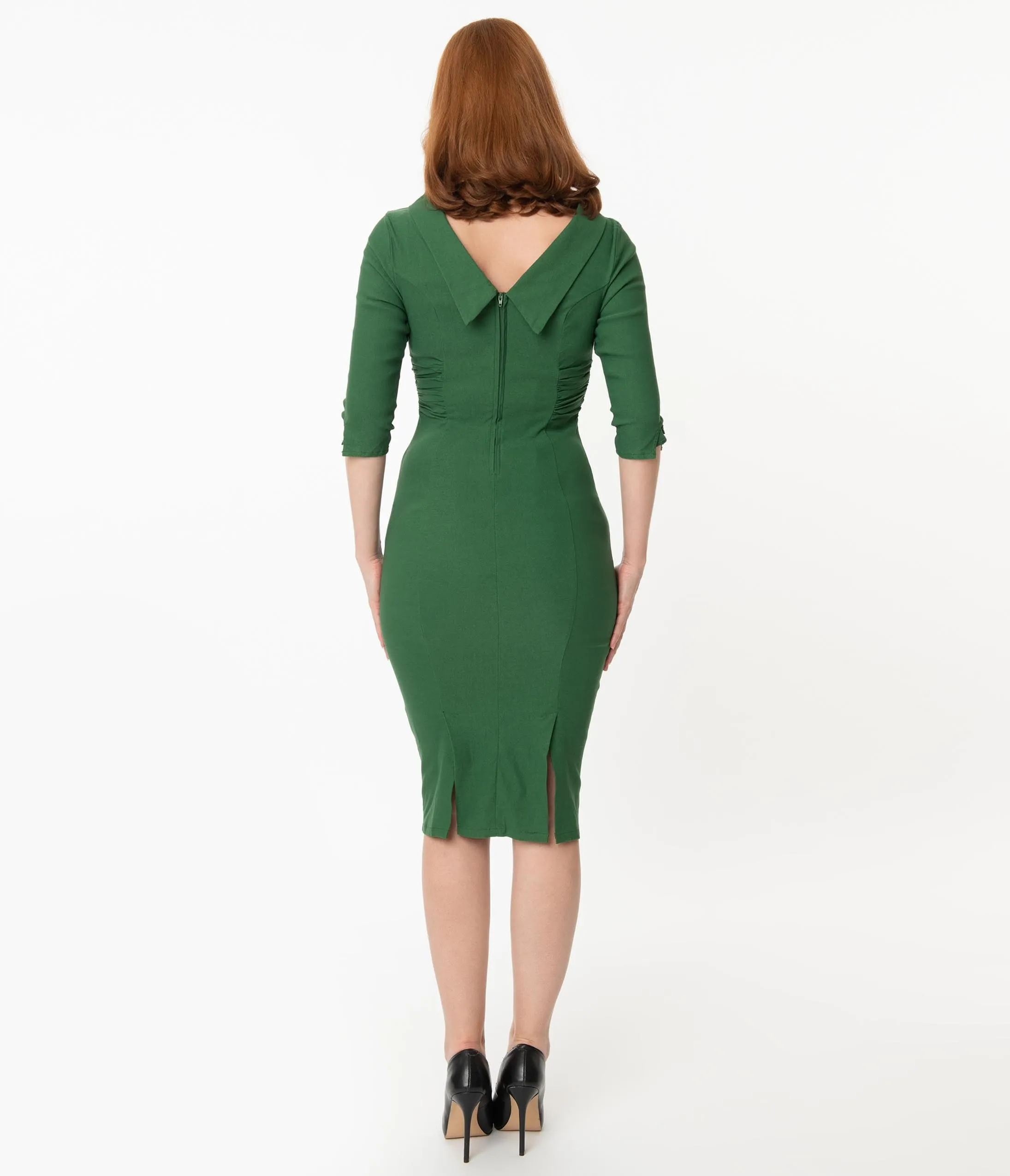 Unique Vintage 1960s Emerald Sleeved Lucinda Wiggle Dress sold by Unique Vintage product image thumbnail 3