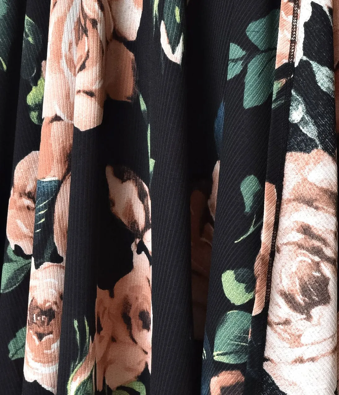Unique Vintage 1940s Style Black & Light Pink Roses Print Kelsie Wrap Dress sold by Unique Vintage product image thumbnail 2