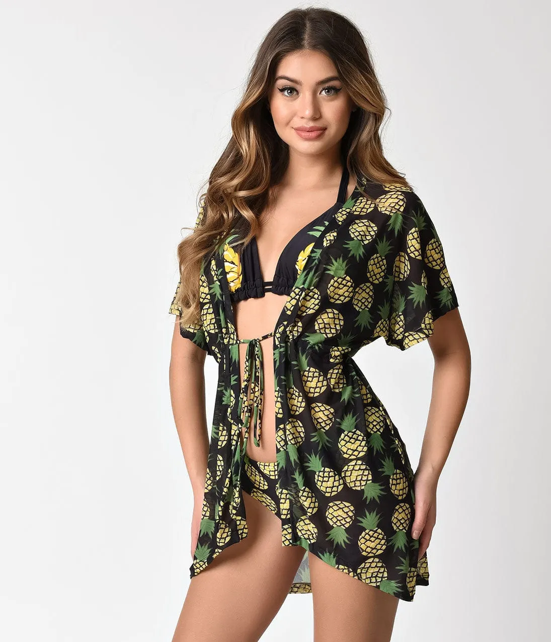 Unique Vintage Pineapple Print Half Sleeve Swim Cover Up sold by Unique Vintage product image thumbnail 3