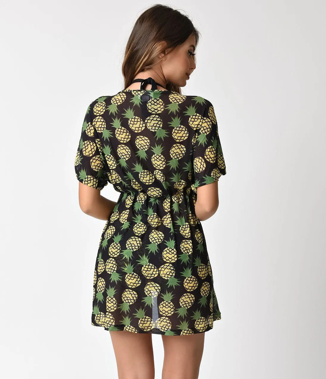Unique Vintage Pineapple Print Half Sleeve Swim Cover Up sold by Unique Vintage product image thumbnail 2