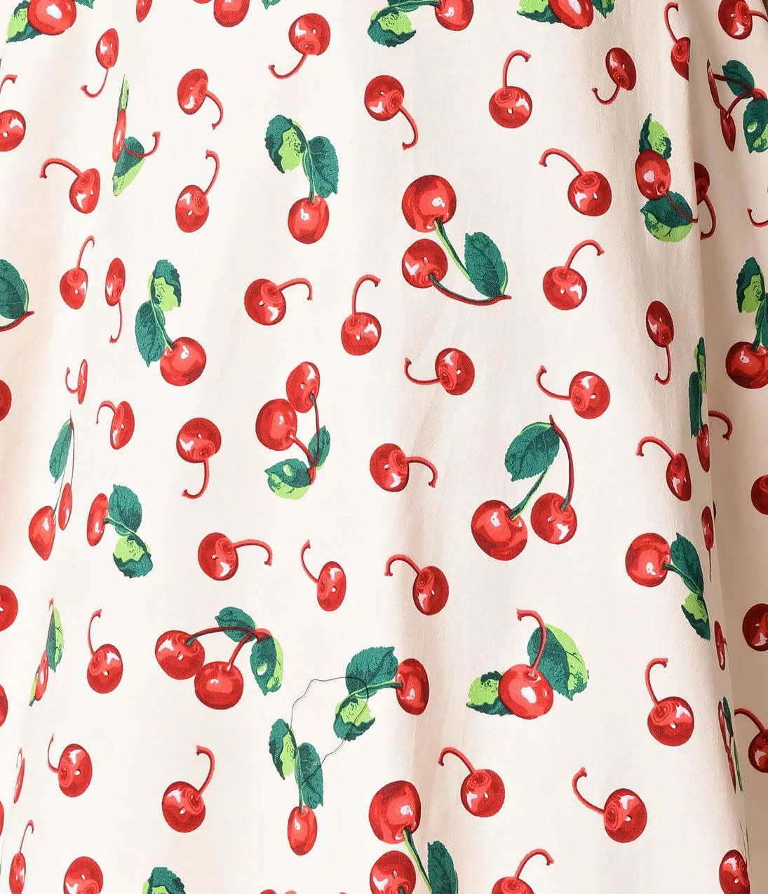 Unique Vintage 1950s Style Peach & Red Cherry Print Savannah Swing Dress sold by Unique Vintage product image thumbnail 3