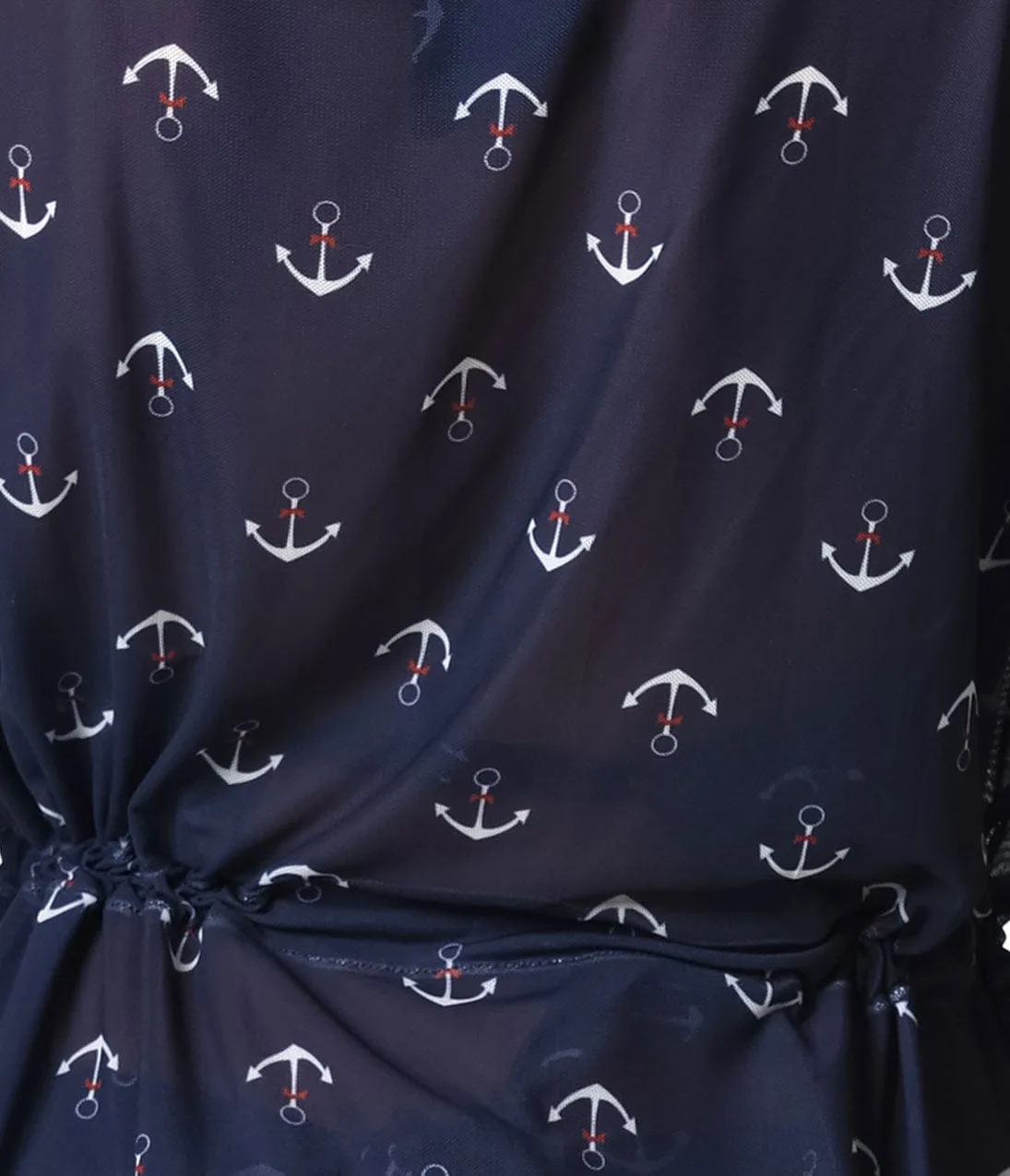 Unique Vintage Navy Blue & Anchor Print Half Sleeve Swim Cover Up sold by Unique Vintage product image thumbnail 3