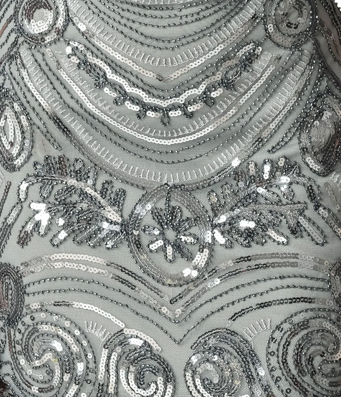 Unique Vintage 1920s Style Gunmetal Grey Dominique Illusion Flapper Dress sold by Unique Vintage product image thumbnail 3
