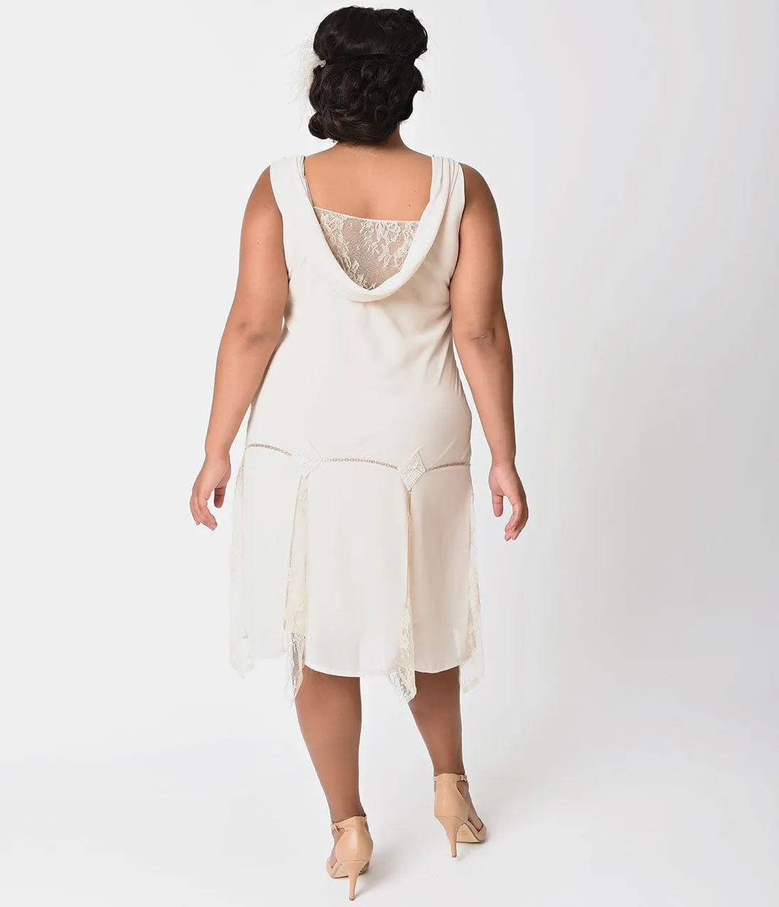 Unique Vintage Plus Size 1920s Style Cream Hemingway Flapper Dress sold by Unique Vintage product image thumbnail 2