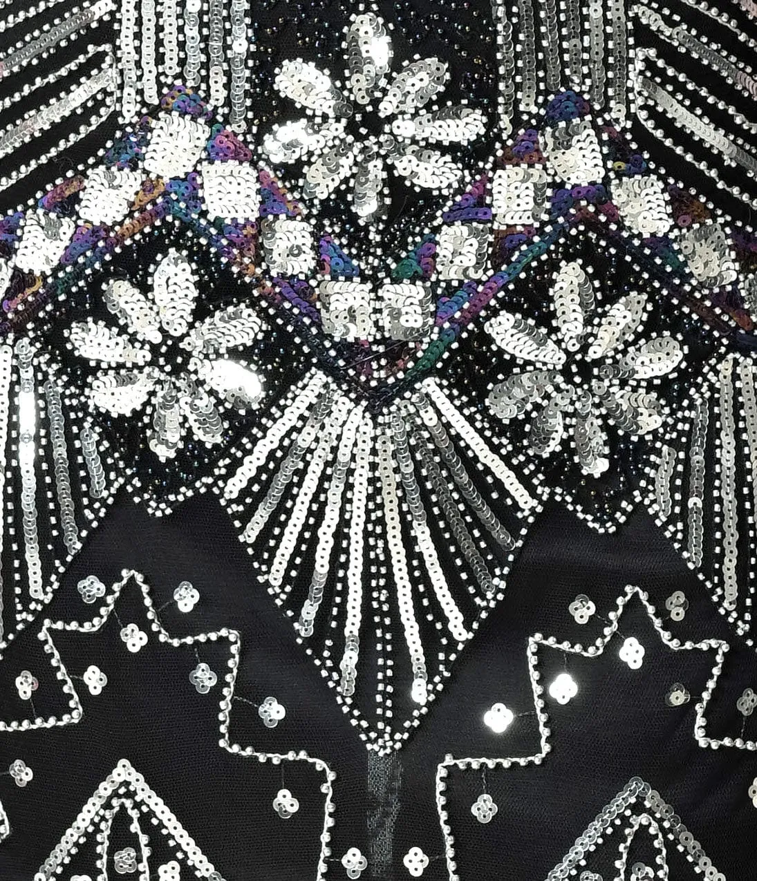 Unique Vintage 1920s Deco Silver & Black Veronique Fringe Flapper Dress sold by Unique Vintage product image thumbnail 4