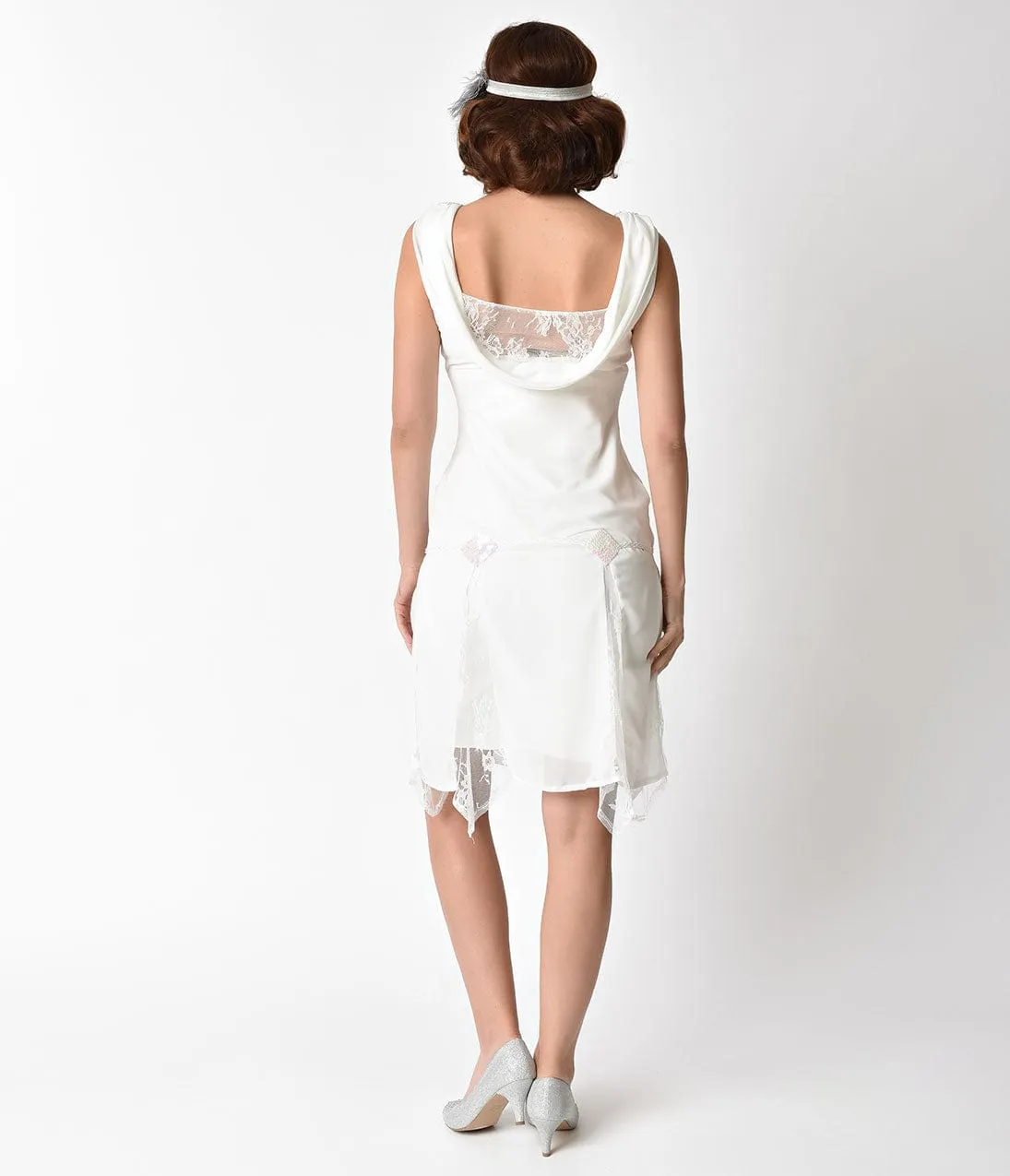 Unique Vintage 1920s Style White Hemingway Flapper Dress sold by Unique Vintage product image thumbnail 5