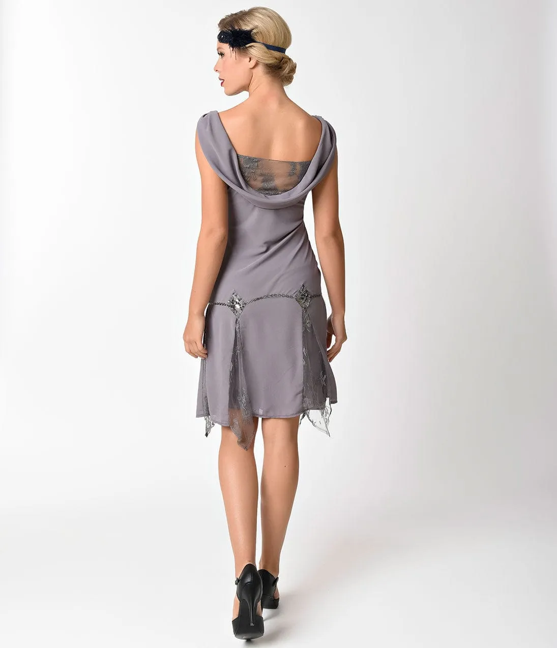 Unique Vintage 1920s Style Grey Hemingway Flapper Dress sold by Unique Vintage product image thumbnail 2