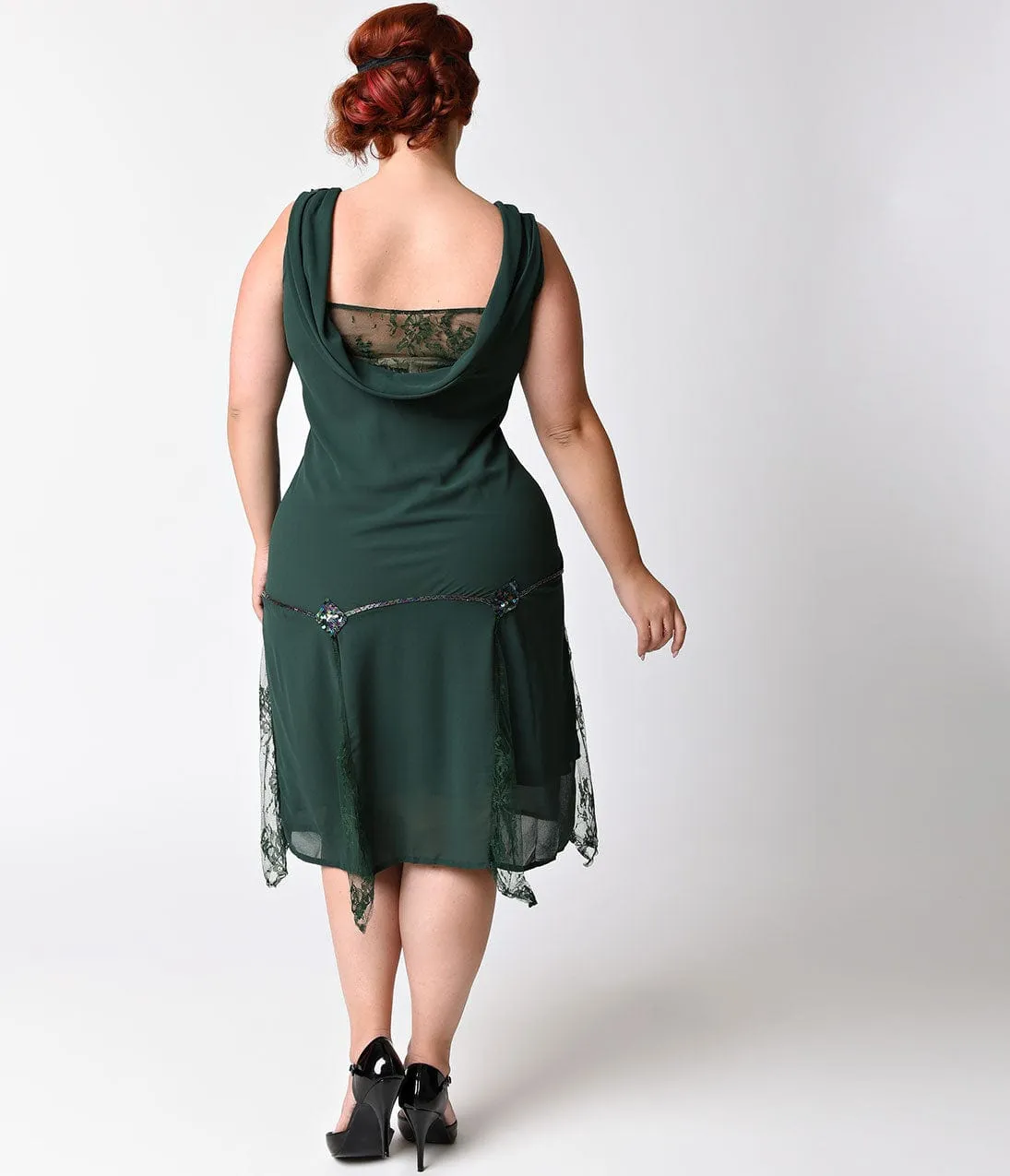 Unique Vintage Plus Size 1920s Emerald Green Hemingway Flapper Dress sold by Unique Vintage product image thumbnail 2