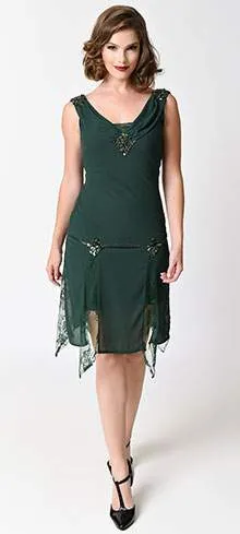 Unique Vintage 1920s Emerald Green Hemingway Flapper Dress sold by Unique Vintage product image thumbnail 3