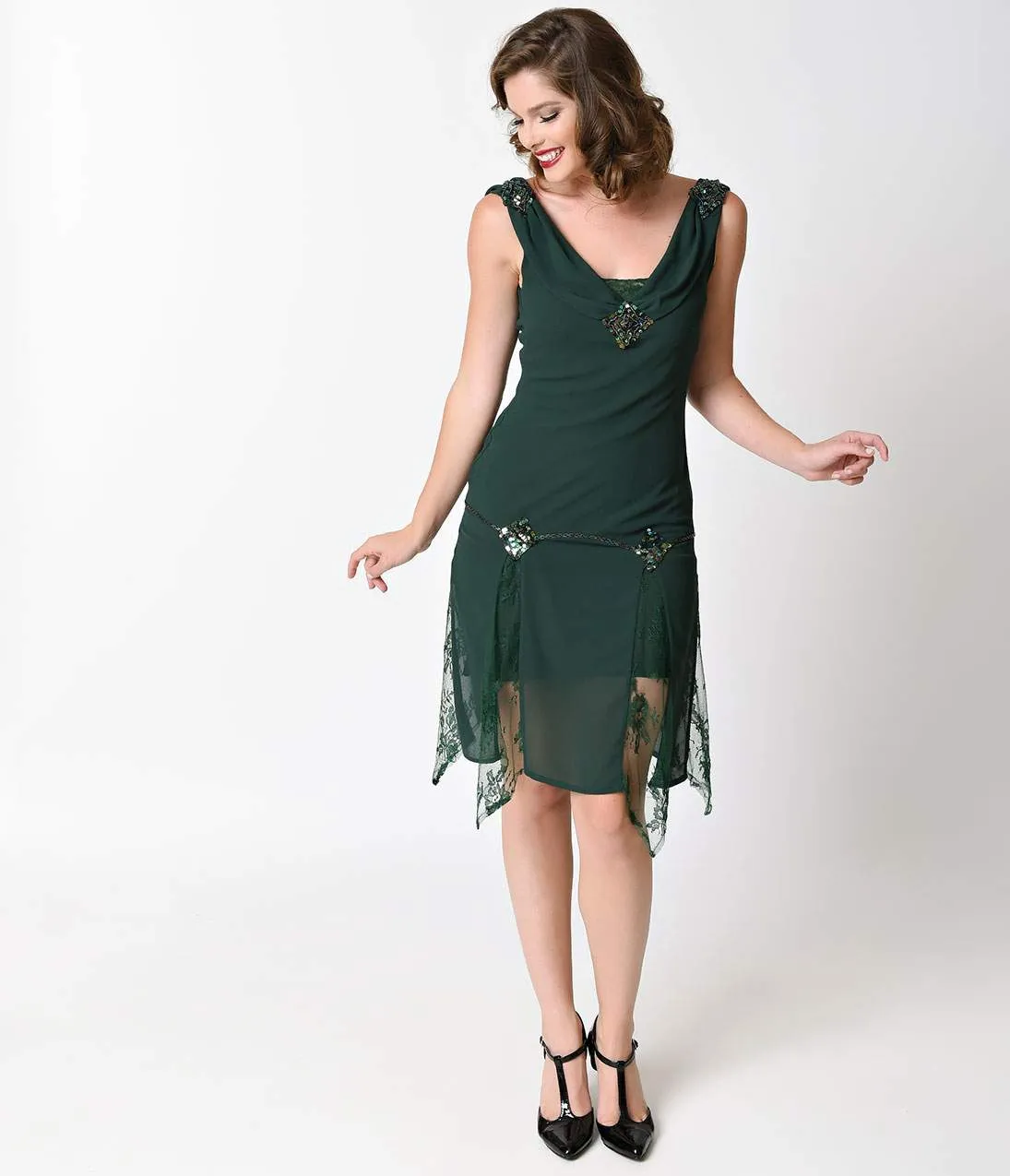 Unique Vintage 1920s Emerald Green Hemingway Flapper Dress sold by Unique Vintage product image thumbnail 4