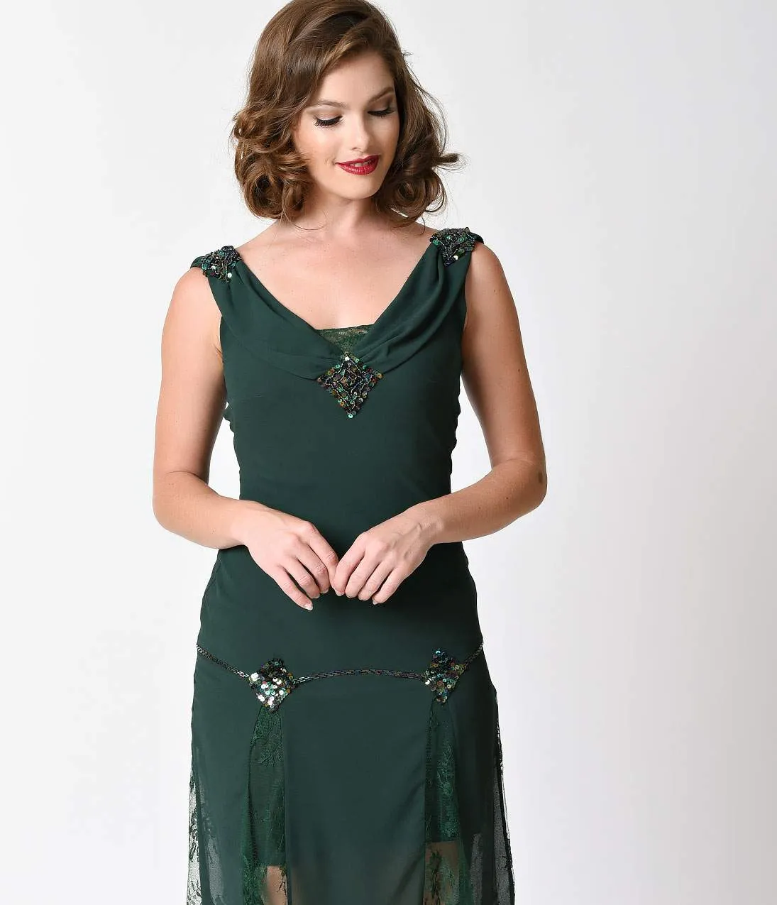 Unique Vintage 1920s Emerald Green Hemingway Flapper Dress sold by Unique Vintage product image thumbnail 5
