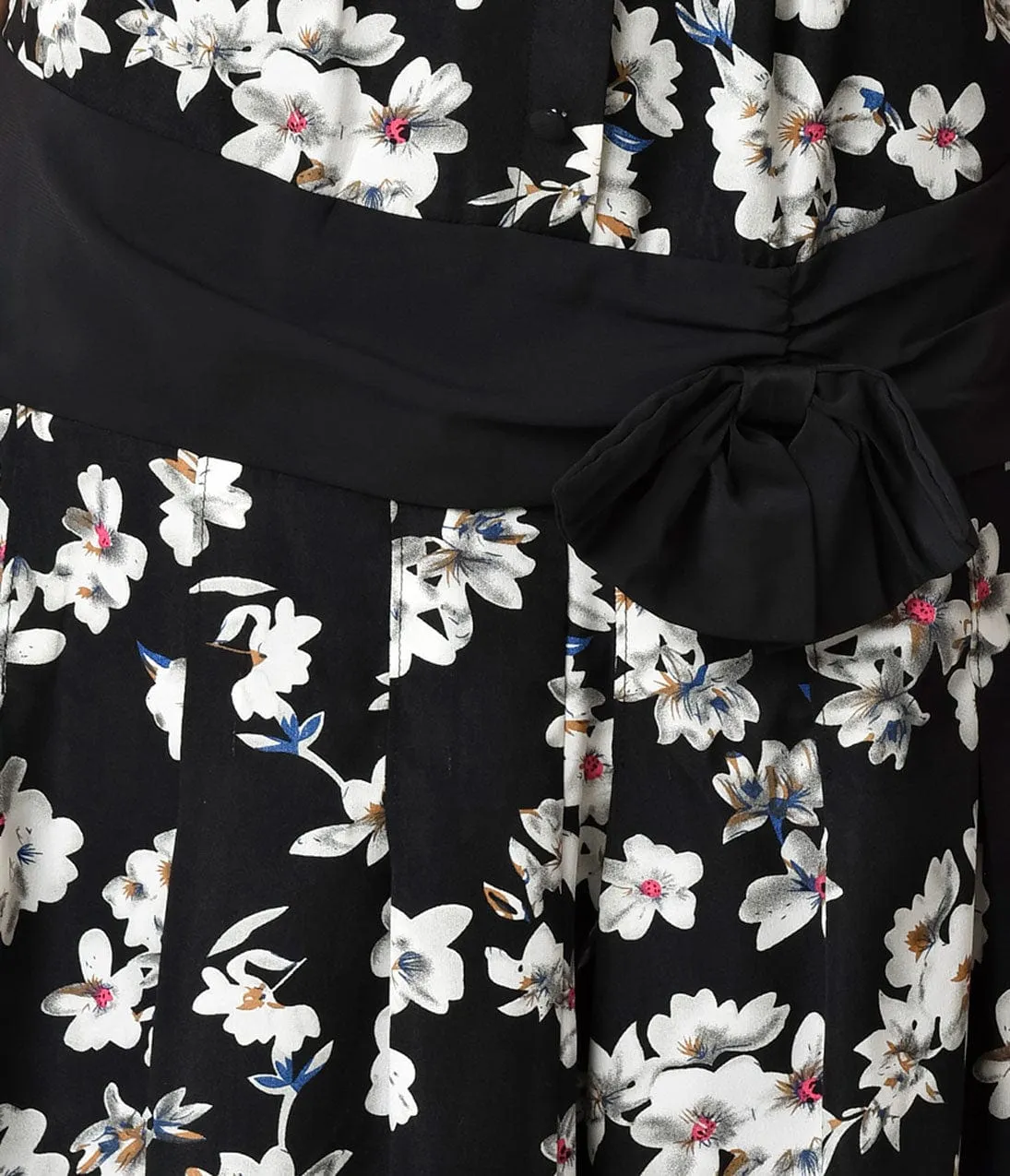 Unique Vintage 1920s Style Black & Ivory Floral Twyla Flapper Day Dress sold by Unique Vintage product image thumbnail 2