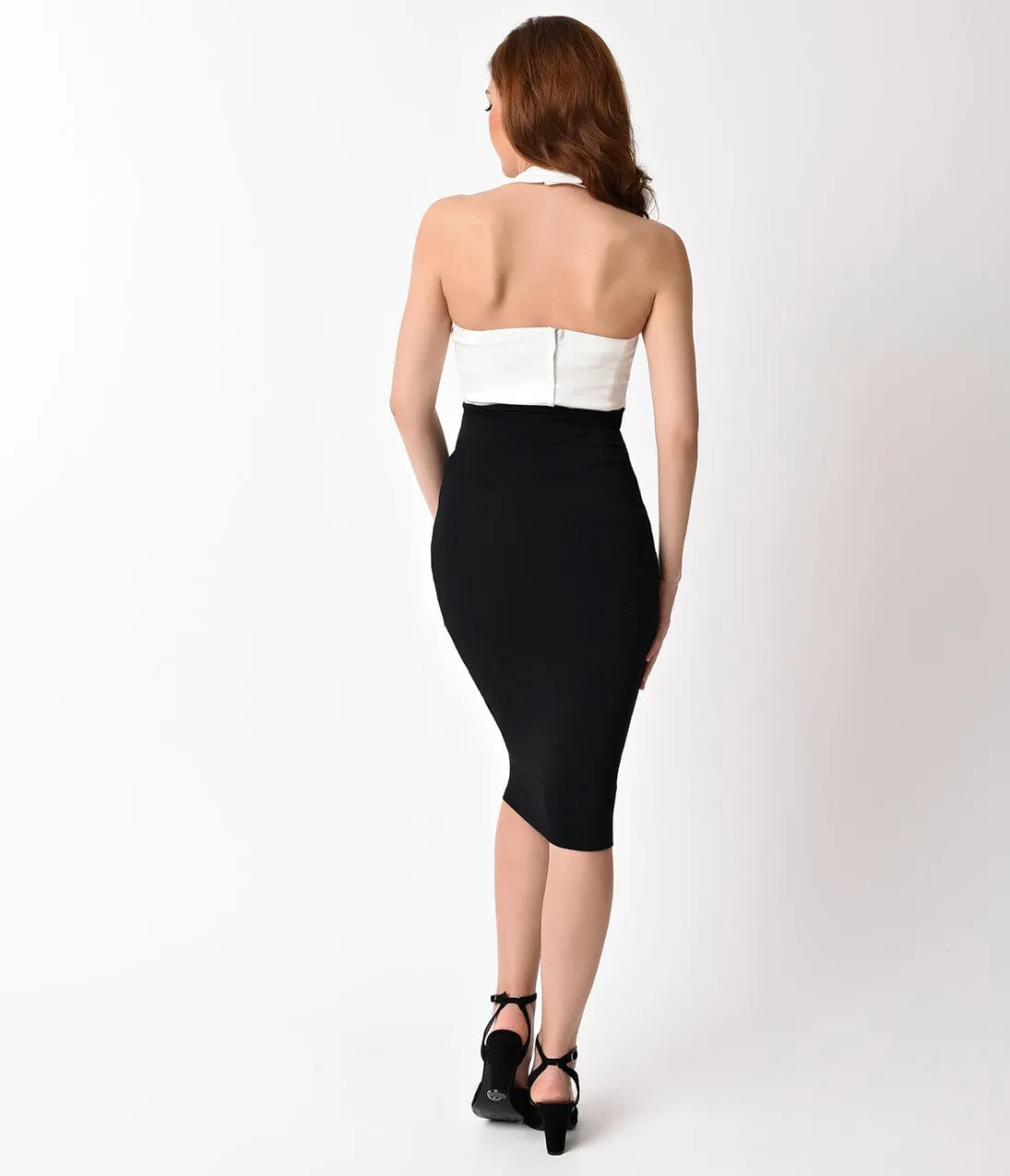 Unique Vintage 1950s Black High Waist Katharine Knit Wiggle Skirt sold by Unique Vintage product image thumbnail 4