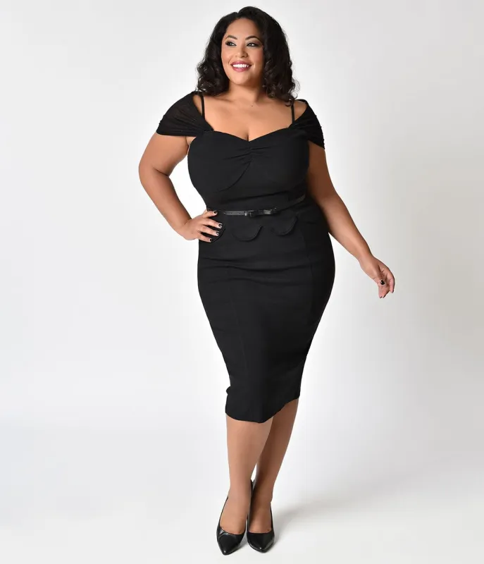 Janie Bryant For Unique Vintage Plus Size Black Peplum St. Regis Wiggle Dress made by Unique Vintage