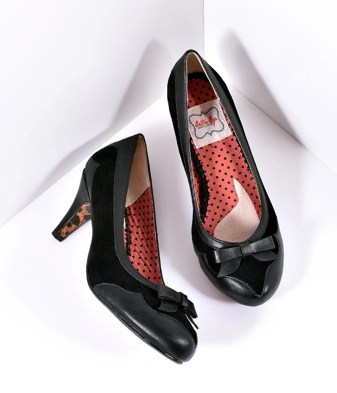 Bettie Page Black Leatherette & Suede Jolie Pumps sold by Unique Vintage product image thumbnail 2