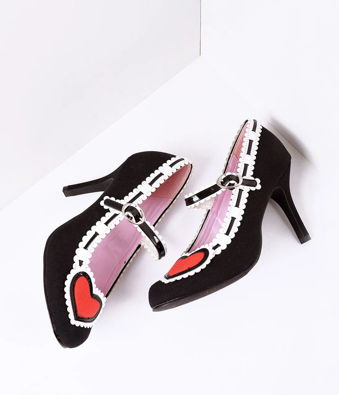 Black & Red Heart Mary Jane Pumps sold by Unique Vintage