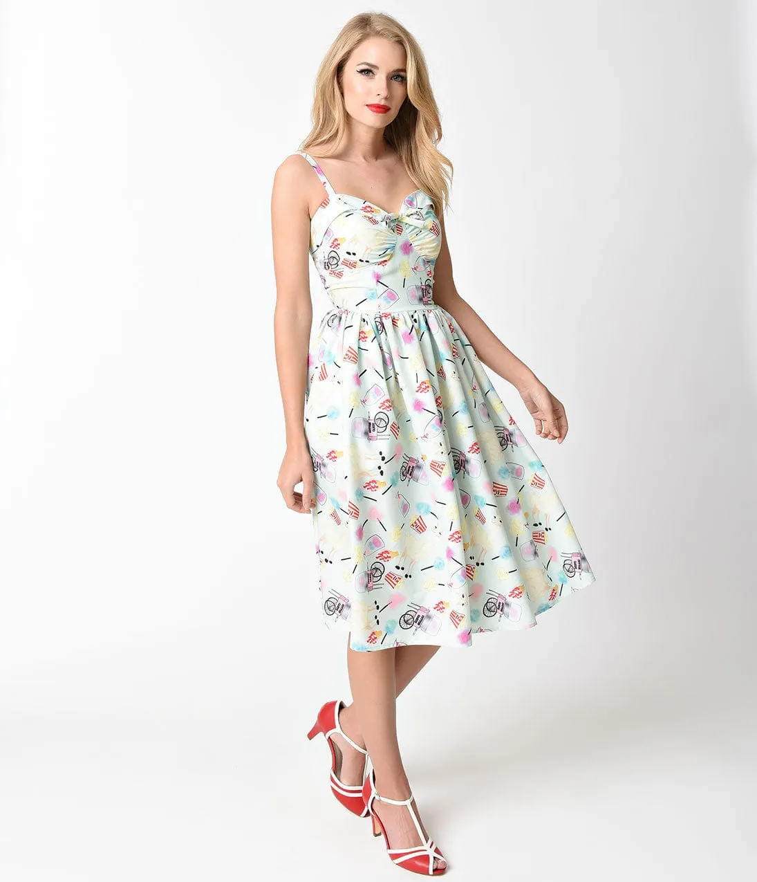 Unique Vintage 1950s Style Mint Llama Fun Fair Print Chateau Swing Dress sold by Unique Vintage product image thumbnail 4