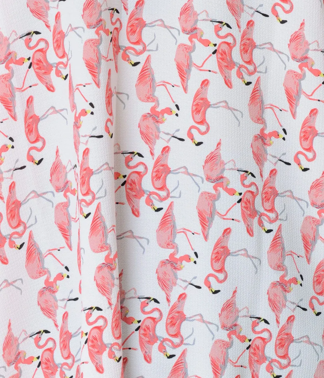 White & Pink Flamingo Print Tassel Half Sleeve Swim Cover Up sold by Unique Vintage product image thumbnail 5