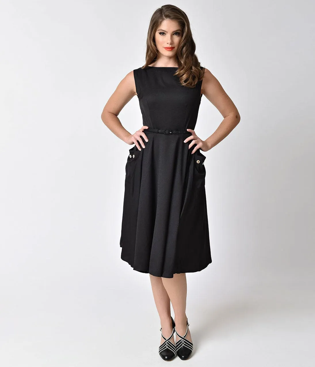 Unique Vintage 1950s Style Black Sleeveless Eden Swing Dress sold by Unique Vintage product image thumbnail 4