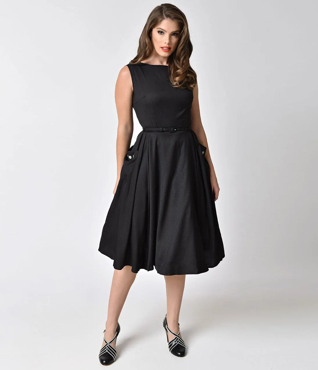 Unique Vintage 1950s Style Black Sleeveless Eden Swing Dress sold by Unique Vintage product image thumbnail 5