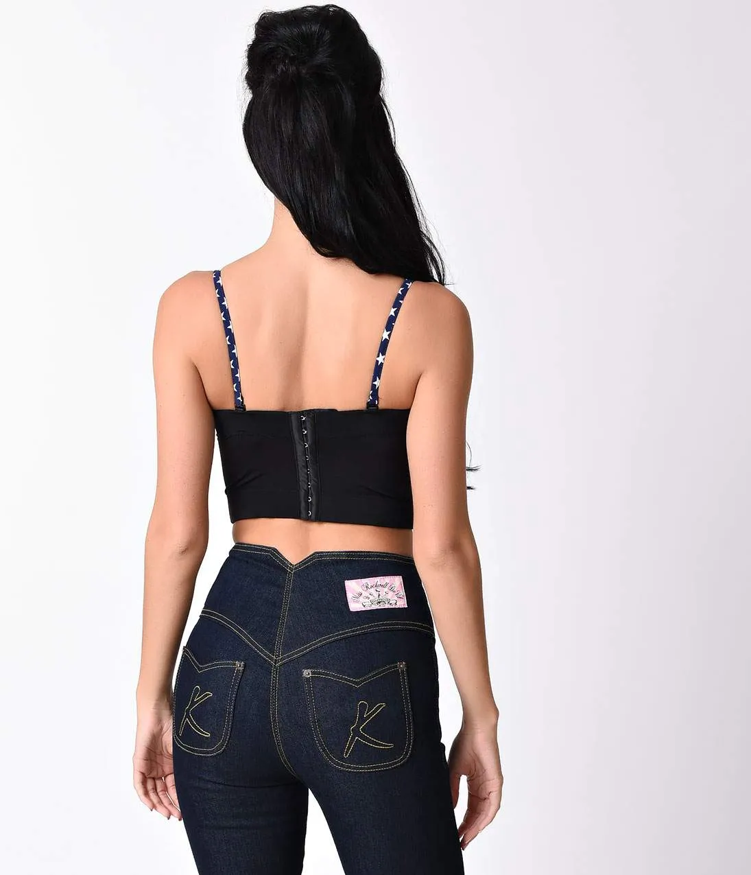 Red, White & Blue Stars & Stripes American Flag Bustier Crop Top sold by Unique Vintage product image thumbnail 2