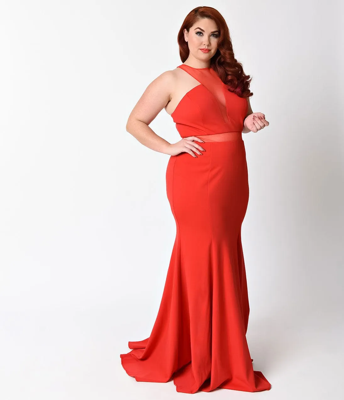 Ladivine by Cinderella Divine Plus Size Red Sexy Mermaid Cut Out Dress sold by Unique Vintage product image thumbnail 3