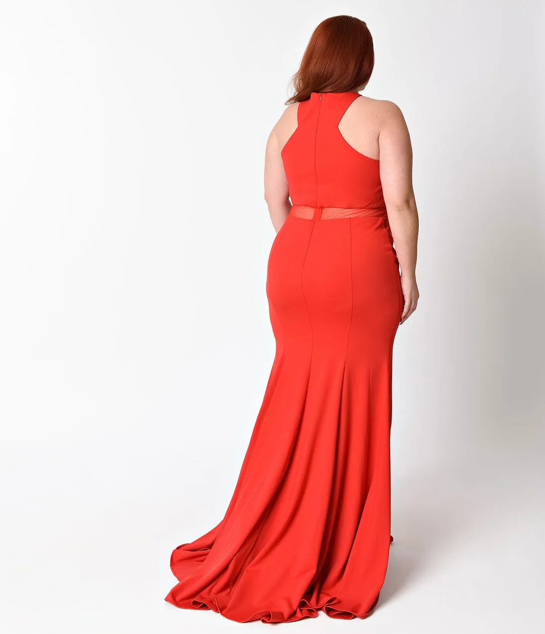 Ladivine by Cinderella Divine Plus Size Red Sexy Mermaid Cut Out Dress sold by Unique Vintage product image thumbnail 4