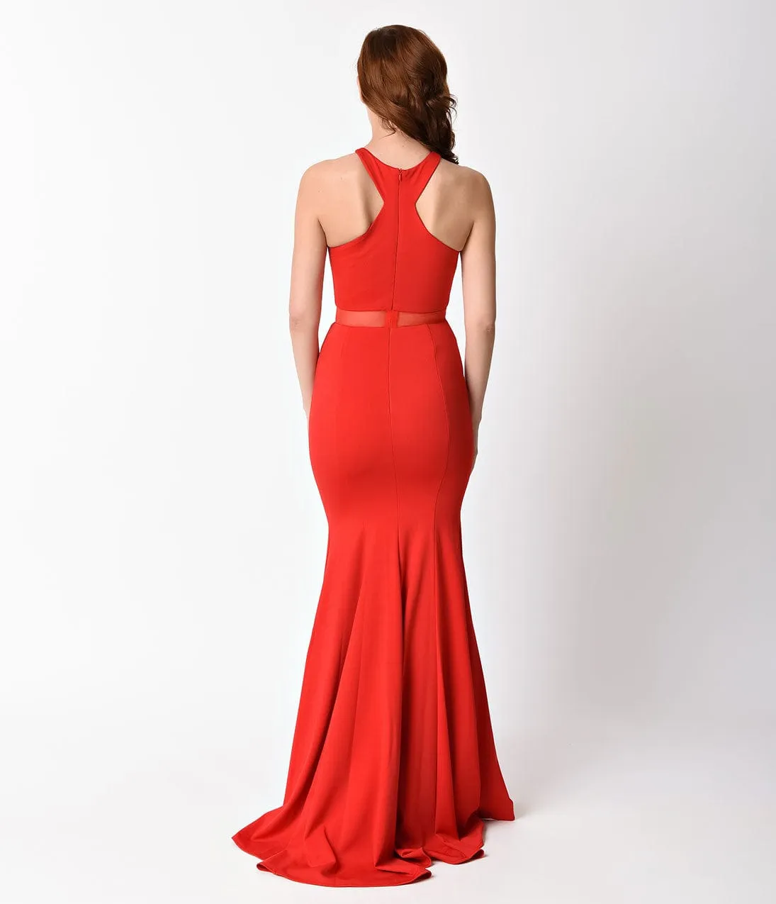 Ladivine by Cinderella Divine Red Sexy Mermaid Cut Out Dress sold by Unique Vintage product image thumbnail 4