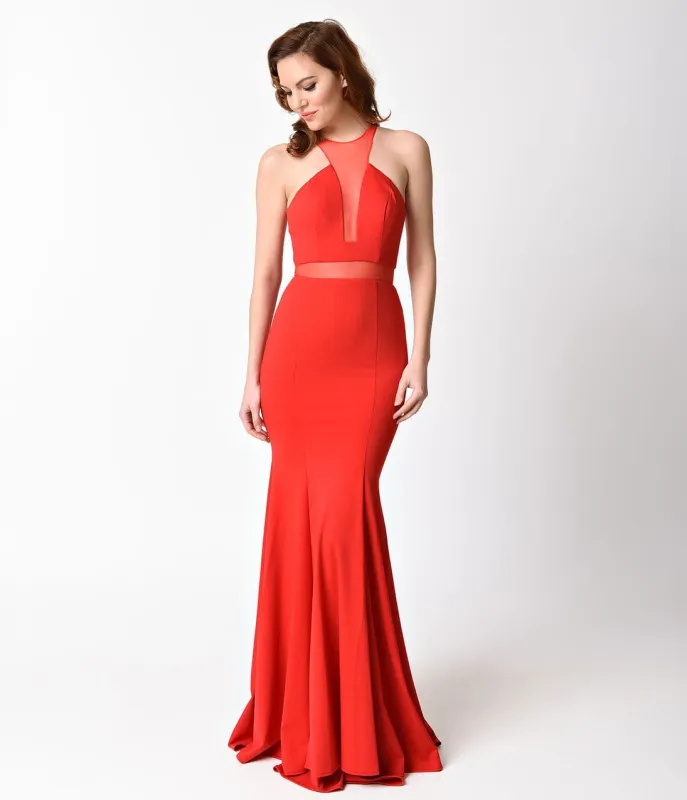 Ladivine by Cinderella Divine Red Sexy Mermaid Cut Out Dress made by Unique Vintage